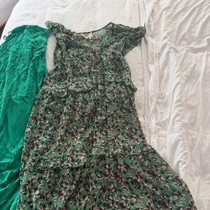 Bash Floral Green Maxi Dress with slip